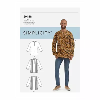 Simplicity SEWING PATTERN S9158 Men's Pullover Shirt 34-42 Or 44-52 • £14.50