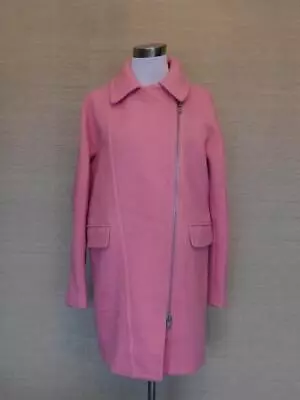 JCrew Zippered Coat In Stadium-cloth Pink 6 F7037 New Winter Wool SAMPLE • $165