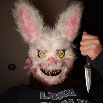 Scary Bloody Bunny Killer Rabbit Plush Mask For Halloween Horror Costume Props • $9.99