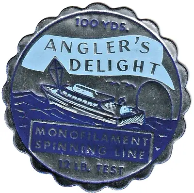 ANGLER'S DELIGHT SPINNING LINE SPOOL LABEL Fishing Monofilament 12# Test Vintage • $8.95