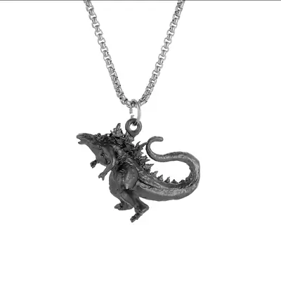 Godzilla Monster Jewelry Black Steel Sexy Dinosaur Movie Pendant Necklace • $16.28
