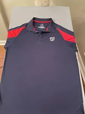 Washington Nationals Polo Shirt Mens XXL Blue Short Sleeve MLB Baseball Z • $14.99