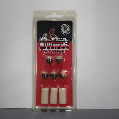 Vtg Mike Massey Billiards NIB NOS 5 Screw-In Ferrules & 3 Screw-On Pool Cue Tip • $14.99