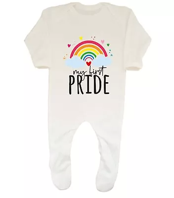 My First Pride With Rainbow Clouds Baby Grow Sleepsuit Boys Girls Gift • £9.99