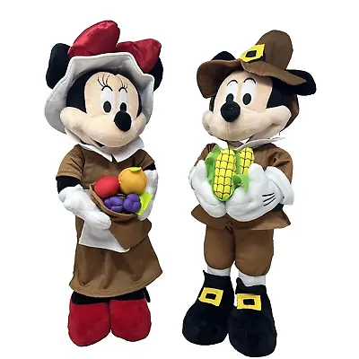 Gemmy Mickey Minnie Mouse Thanksgiving Pilgrim Porch Greeter Autumn Harvest • $79.95