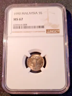 1990 Malaya 5 Sen - NGC MS 67 • $85