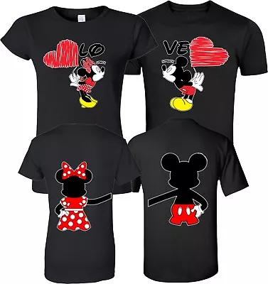 Mickey And Minnie Holding Hands Couple Matching Funny Cute TShirt S-4XL • $10.99