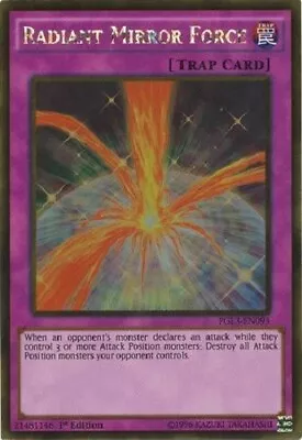 Yugioh - Radiant Mirror Force - 1st Edition Gold Rare NM - Free Holographic Card • $3