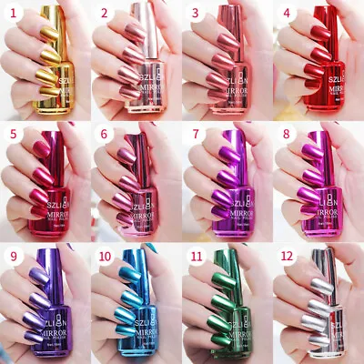 12 Colors Metallic Nail Polish Mirror Effect Chrome Nail Art Polish Varnish 18ml • $6.20