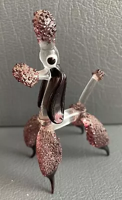 Murano Miniature Burgundy Glass Poodle Figurine • £14.99