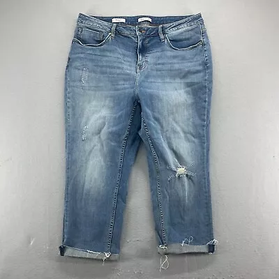 Vigoss Jeans Womens 18 Blue Marley Capri Distressed Capris Raw Edge Denim 36x23 • $19.99