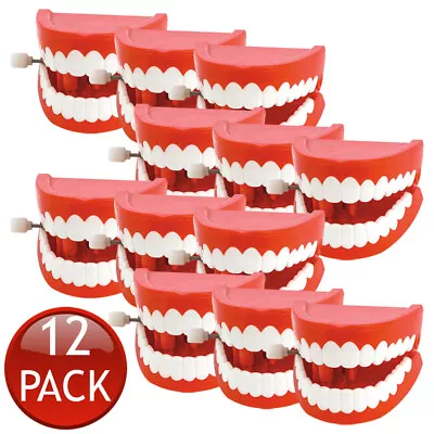 12 X Jumping Wind Up Teeth Chattering Smile Clockwork Beating Denture Mechanical • $59.95