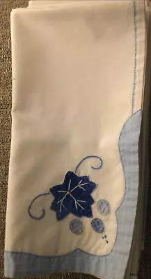 Vintage Napkins Set Of 6 Blue Ivy Leaf Trim Applique Cottagecore • $14