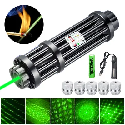 8000m Green Burning Laser Pointer High Power Visible Beam Light Torch + 5x Caps • $29.99