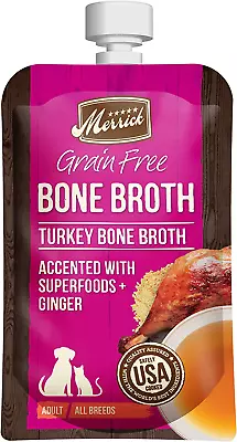 Bone Broth Premium Human Grade Dog Cat Food Topper Turkey 7 Oz. Grain Free Pets • $11.64