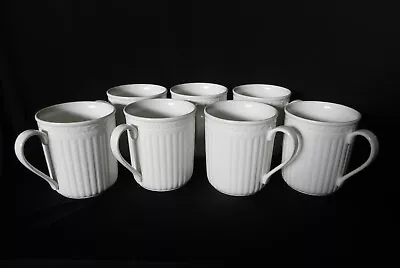 Mikasa ITALIAN COUNTRYSIDE Stoneware Mugs Cups (Set Of 7) White Ribbed DD900 • $37.99