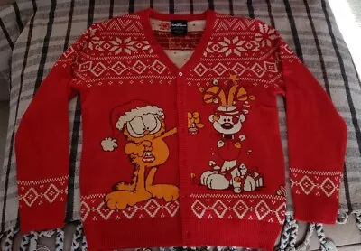 Nickelodeon Garfield Odie Christmas Holiday Cardigan Ugly Sweater Mens M NWOT • $52.95