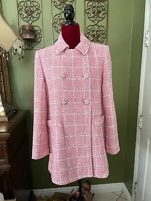 100% Authentic ZARA Textured Pink Plaid Coat $129+Tax Size: L • $109.90