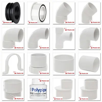 Polypipe 50mm Solvent Weld Waste Pipe Fittings In White (actual Size 55mm) • £6.40