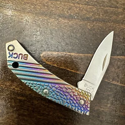 Vintage Buck 565RB Rainbow Titanium Folding Knife 1995 • $80