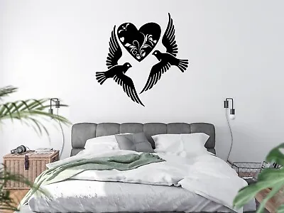 Doves Wall Sticker Love Heart Decal Living Room Window Bedroom Wedding Vinyl • £4.19