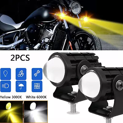 2X LED Spot Lights Auxiliary Motorcycle Headlight Driving Fog Lamp Yellow White • $11.98