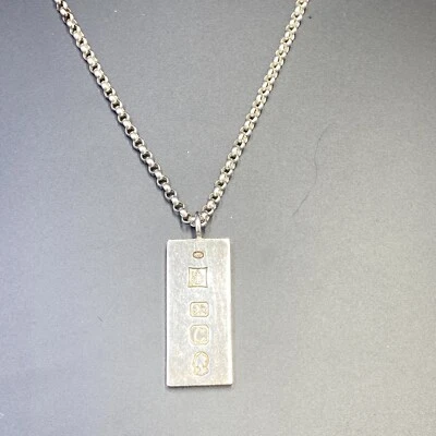 £30 • Buy Sterling Silver Ingot Pendant On Sterling Silver Belcher Chain