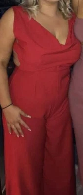 $35 • Buy ASOS Petite Red Crepe Feel Jumpsuit Size 14
