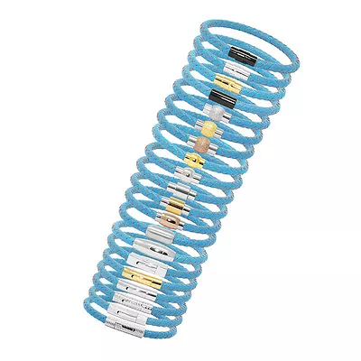Unisex Men's Genuine  Leather Stainless Steel Magnetic Clasp Bracelet Light Blue • $7.99