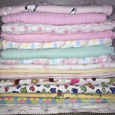 Cotton Flannel Muslin & Vintage Baby Receiving Blankets Girl Boy Various Sizes • $9.99