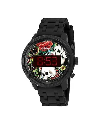 Ed Hardy Men's Black Silicone Strap Watch 48mm • $24.99