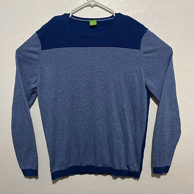 Hugo Boss Green Label Mens Size XL Roff Sweater Pullover Blue Cotton Wool Blend • $25.96