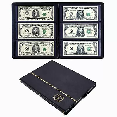 Leather 60-Pocket Dollar Bill Holders For Collectors Paper Money Album Curren • $32.22
