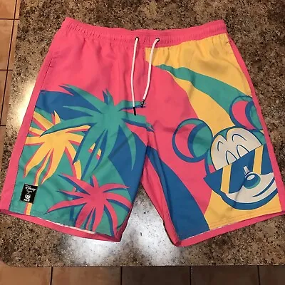 Neff Disney Collection Mickey Mouse Swim Trunks Board Shorts Pink Blue Mens XL • $19.99