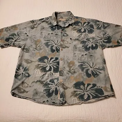 Vintage Duke Kahanamoku Men's 3XL Hawaiian Shirt Green Silk Blend • $29.99