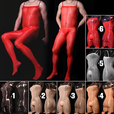Men Sexy Oil Shiny Glossy Bodystocking Pantyhose Sheer Tube Bodysuit Bodyhose • $11.39