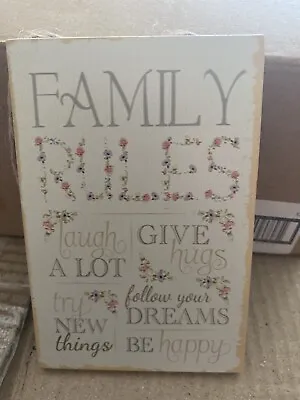 £2 • Buy Small Wooden Family House Rules Hanging Plaque Sign Shabby Chic Home Decor Gift