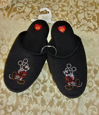 £10.99 • Buy Disney's Mickey Mouse Diamante Black Slippers, Size UK 5-6 EUR 38-39 Medium, NEW