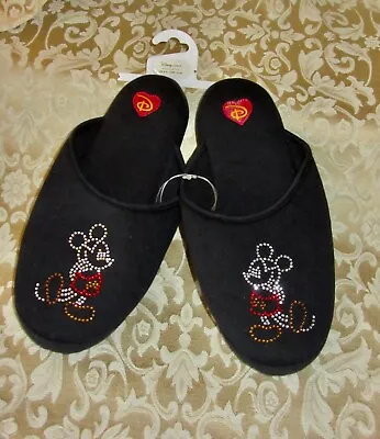£10.99 • Buy Disney's Mickey Mouse Diamante Black Slippers, Size UK 5-6 EUR 38-39 Medium, NEW