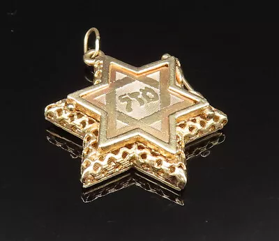 14K GOLD - Vintage Linear Texture Star Of David Pill Box Pendant (OPENS) - GP409 • $515.15