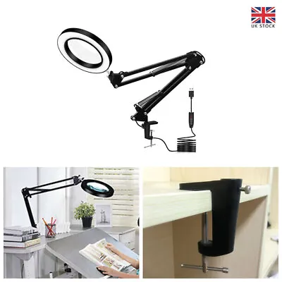 £7.83 • Buy 8X Magnifier Glass LED Desk Lamp Beauty Magnifying Light Stand Clamp Folding NEW