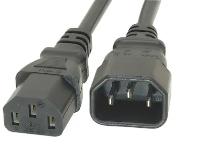 £3.89 • Buy 2m Power Extension Cable IEC Kettle Male To Female UPS Lead C13 - C14 PC Metre