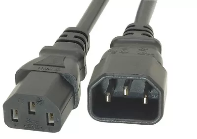 2m Power Extension Cable IEC Kettle Male To Female UPS Lead C13 - C14 PC Metre • £3.99