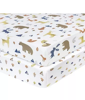 David’s Kids 100%Cotton Mini Crib Sheets (Gender Neutral) Woodland Animals 2Pack • $12
