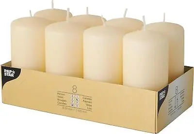 Pack Of 8 Cream Pillar Candles 50 X 100 Mm • £13.99