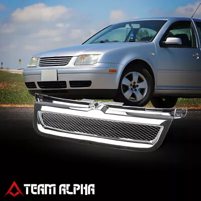 Fit 1999-2004 Volkswagen VW Jetta MK4 Mesh Upper Front Bumper Hood Grille Chrome • $45.89