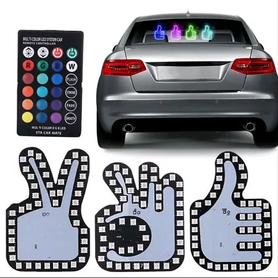  Fun Car Middle Finger LED Light With Remote Cars Window Sign Car Accessories • $19.98