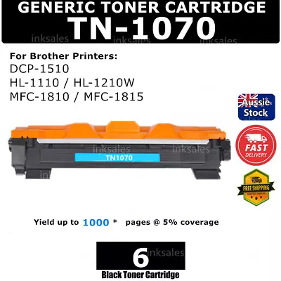 6 Generic Toner TN1070 TN-1070 For Brother HL-1110 HL1210W MFC1810 DCP1510 • $43.60