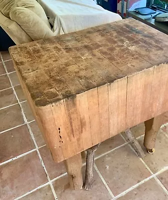 Antique Solid Wood Butcher Block Cutting Table 31”x 22”x 33”H Unused Condition • $960