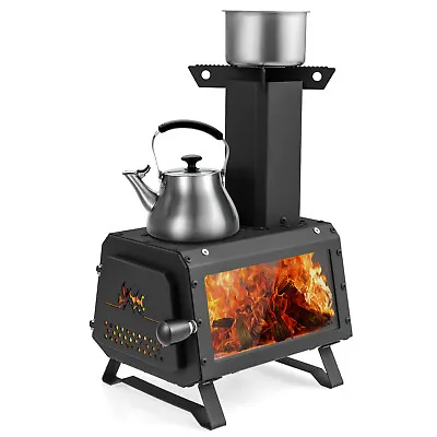 Portable Wood Burning Stove Wood Camping Stove Heater With 2 Cooking Positions • $79.99